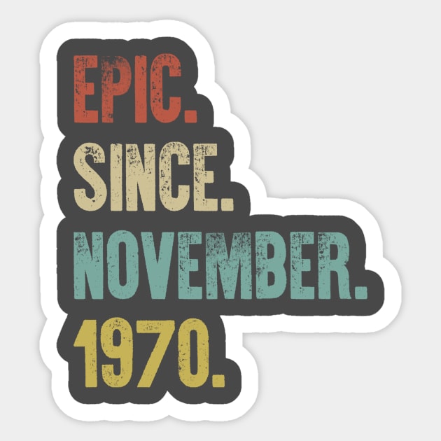 Retro Vintage 50th Birthday Epic Since June 1970 Sticker by DutchTees